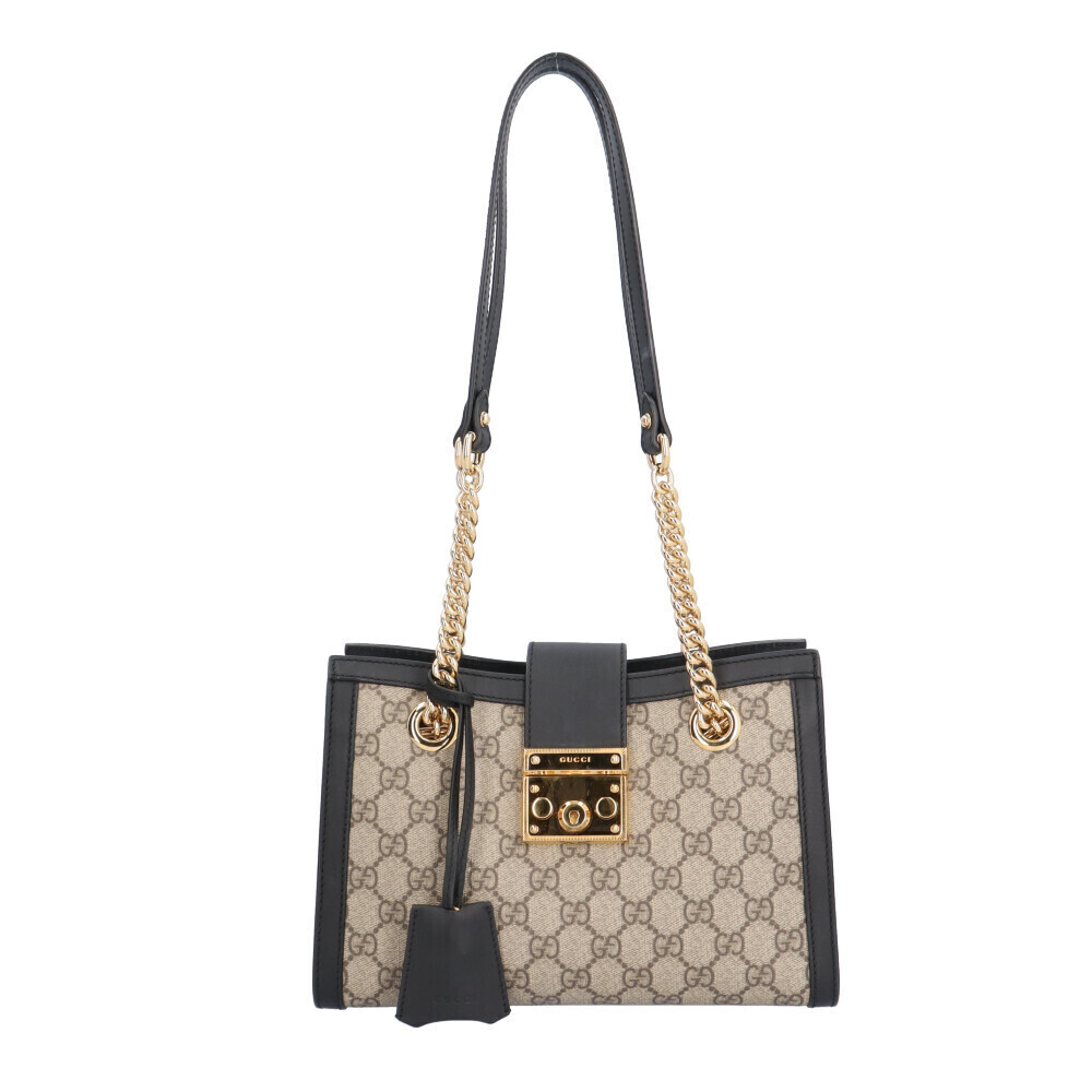 Gucci Padlock Tote Bag GG Supreme Shoulder Canvas Beige
